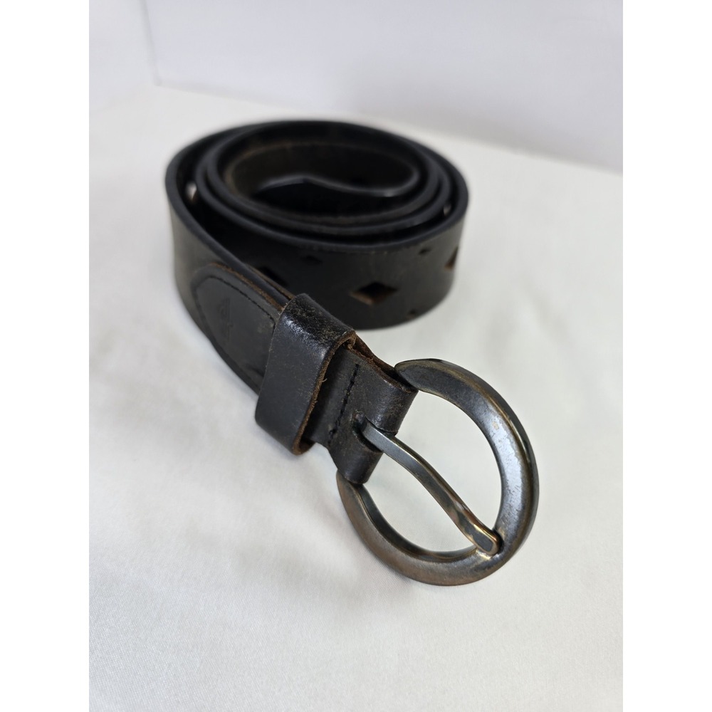 Vintage 90s Dockers Genuine Leather Black Belt XL 1602 Diamond Cutout Western